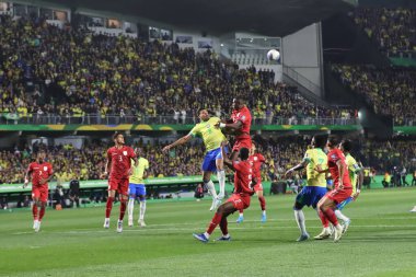 CURITIBA (PR), Brazil 09 / 06 / 2024 - Brezilyalı Lucas Paqueta, 2026 Dünya Kupası elemeleri için Brezilya ile Ekvador arasında oynanan maçta, Couto Pereira Stadyumu 'nda oynanan 7.