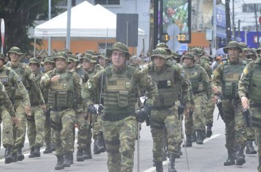 Natal (RN), Brezilya 09 / 07 / 2024 7 Eylül 2024 'teki geçit töreni, Petropolis mahallesindeki Praca Civica' da düzenlendi ve devlet güvenlik güçlerinin üyeleri. 