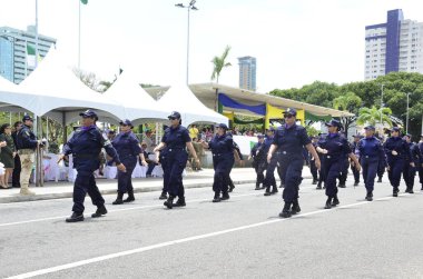 Natal (RN), Brezilya 09 / 07 / 2024 7 Eylül 2024 'teki geçit töreni, Petropolis mahallesindeki Praca Civica' da düzenlendi ve devlet güvenlik güçlerinin üyeleri. 