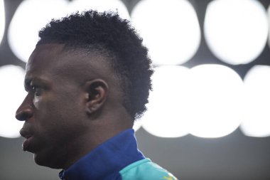 Curitiba (PR), Brazil 09 / 06 / 2024 - Brezilya ile Ekvador arasındaki maçtan önce Vinicius Junior, 2026 Dünya Kupası elemeleri için geçerli, bu Cuma akşamı, 6 Eylül 2024 tarihinde, Major Antonio Couto Pereira Stadyumu 'nda