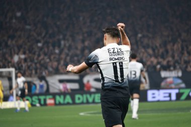 Sao Paulo (SP), 09.11.2024 - Corinthians 'dan Romero, Brezilya Futbol Kupası çeyrek finallerinin ikinci ayağı için geçerli olan Corinthians ve Juventude arasındaki maçtaki golünü kutluyor.. 