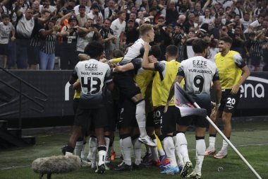 Sao Paulo (SP), 09.11.2024 - Corinthians 'dan Romero, Brezilya Futbol Kupası çeyrek finallerinin ikinci ayağı için geçerli olan Corinthians ve Juventude arasındaki maçtaki golünü kutluyor.. 