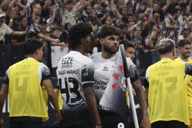 Sao Paulo (SP), 09.11.2024 - Corinthians 'dan Romero, Brezilya Futbol Kupası çeyrek finallerinin ikinci ayağı için geçerli olan Corinthians ve Juventude arasındaki maçtaki golünü kutluyor.. 