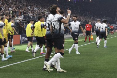 Sao Paulo (SP), 09.11.2024 - Corinthians 'dan Romero, Brezilya Futbol Kupası çeyrek finallerinin ikinci ayağı için geçerli olan Corinthians ve Juventude arasındaki maçtaki golünü kutluyor.. 