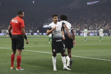 Sao Paulo (SP), 09.11.2024 - Corinthians 'dan Romero, Brezilya Futbol Kupası çeyrek finallerinin ikinci ayağı için geçerli olan Corinthians ve Juventude arasındaki maçtaki golünü kutluyor.. 