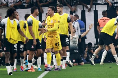 Sao Paulo (SP), 09.11.2024 - Corinthians players celebrate the 3x1 Qualification, during the match between Corinthians and Juventude for the second leg of the quarterfinals of the 2024 Copa do Brasil.  clipart