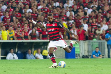 Rio de Janeiro (RJ), Brezilya 09 / 12 / 2024 - Flamengo ve Bahia arasındaki maçta Mario Filho Stadyumu 'nda (Maracana) oynanan 2024 Brezilya Kupası çeyrek finalleri için geçerli olan oyuncu Gerson)