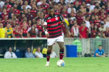 Rio de Janeiro (RJ), Brezilya 09 / 12 / 2024 - Flamengo ve Bahia arasındaki maçta Mario Filho Stadyumu 'nda (Maracana) oynanan 2024 Brezilya Kupası çeyrek finalleri için geçerli olan oyuncu Gerson)