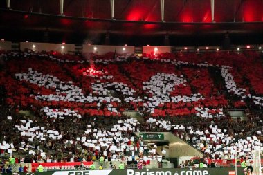 Rio de Janeiro (RJ), Brezilya 09 / 12 / 2024 - Flamengo ve Bahia arasında oynanan maçta taraftarlar, Mario Filho Stadyumu 'nda (Maracana) düzenlenen 2024 Brezilya Kupası çeyrek finalleri için geçerli)