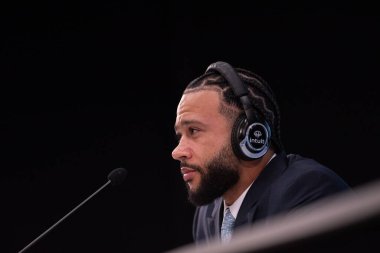Sao Paulo (SP), Brezilya 09 / 12 / 2024 - Oyuncu Memphis Depay, 12 Eylül 2024 Perşembe sabahı Sao Paulo-SP 'deki Neo Quimica Arena' da Corinthians 'da bir basın toplantısı düzenledi.. 