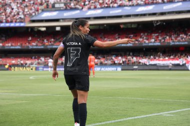 Sao Paulo (SP), Brezilya 09 / 15 / 2024 Korintliler Vic Albuquerque 2024 Brezilya Kadınlar Şampiyonası Finali 'nde Sao Paulo ve Korintliler arasındaki maçtaki golünü kutluyor. 