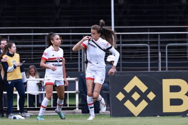 Sao Paulo (SP), Brezilya 09 / 15 / 2024 Ariel Sao Paulo 'dan ve 2024 Brezilya Kadınlar Şampiyonası Finali için Corinthians ve Sao Paulo arasındaki maçtaki golünü kutluyor. 