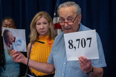 Senator Schumer Announces Another Vote On The Right To IVF Act In The Senate. September 15, 2024, New York, New York, USA: Senate Majority Leader, U.S. Senator Chuck Schumer (D-NY), standing with New York families and a children delivered  clipart