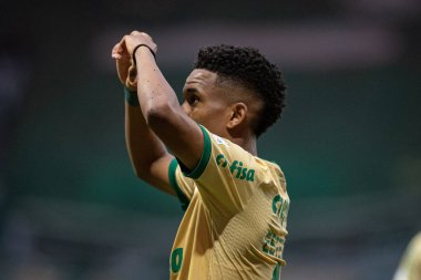 Sao Paulo (SP), Brezilya 09 / 15 / 2024 - Estevao, Brezilya Futbol Şampiyonası 'nın 26. turu için geçerli olan Palmeiras ve Criciuma arasındaki maçtaki golünü kutluyor