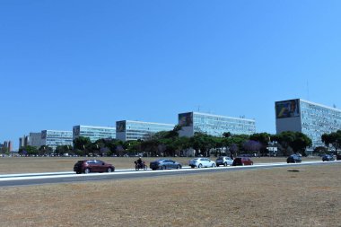 Brasilia (DF), Brazil 09/17/2024 - View of the facade of the headquarters of the Ministry of the Environment and Climate Change, where Minister Marina Silva has her office on the Esplanada dos Ministerios in the Federal Capital clipart