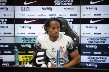 Sao Paulo (SP), 09 / 19 / 2024 - INTERVIEW / CORINTHIANS - Bu Perşembe sabahı, 19 Eylül 2024 sabahı, Corinthians, CT Joaquim Grava, Sao Paulo-SP 'de Andre Carrillo ile basın toplantısı. 