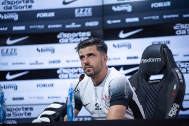 Sao Paulo (SP), 09 / 19 / 2024 - INTERVIEW / CORINTHIANS - Hector Hernandez ile Corinthians 'tan, Sao Paulo-SP' deki CT Joaquim Grava 'da 19 Eylül 2024 sabahı basın toplantısı düzenledi. Korintliler Atletico-GO ile karşılaşmaya hazırlanıyor. 