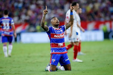 Fortaleza (CE), 09 / 21 / 2024 - Oyuncu Marinho Fortaleza ile Bahia arasındaki 2024 Brezilya Şampiyonası Serie A. Lc moreira / Thenews2 maçında Fortaleza 'nın ikinci golünü kutluyor.
