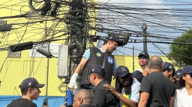 Sao Paulo (SP), Brazil 09/22/2024 - Candidate Pablo Marcal during a Carreata inside the Heliopolis Favela clipart