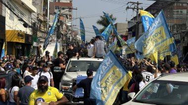 Sao Paulo (SP), Brazil 09/22/2024 - Candidate Pablo Marcal during a Carreata inside the Heliopolis Favela clipart