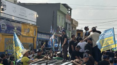 Sao Paulo (SP), Brezilya 09 / 22 / 2024 - Heliopolis Favela 'da bir Carreata sırasında Aday Pablo Marcal