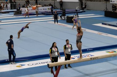 JOAO PESSOA (PB), Brezilya 09 / 22 / 2024 - Joao Pessoa 'dan insanlar Brezilya Artistik Jimnastik Şampiyonası' nı izlemek üzere geçen hafta sonu Ronaldao Jimnastik 'i doldurdular. Olimpiyat madalyaları sahibi Rebeca Andrade, Jade Barbosa, flavia saraiva