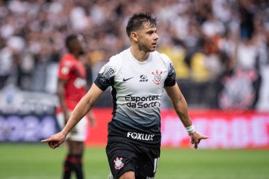 Sao Paulo (SP), Brezilya 09 / 21 / 2024 - Angel Romero, Korintliler ve Atletico-GO arasında oynanan ve Brezilya Futbol Şampiyonası 'nın 27. turu için geçerli olan maçtaki golünü kutluyor