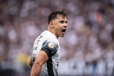 Sao Paulo (SP), Brezilya 09 / 21 / 2024 - Angel Romero, Korintliler ve Atletico-GO arasında oynanan ve Brezilya Futbol Şampiyonası 'nın 27. turu için geçerli olan maçtaki golünü kutluyor