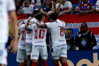 Fortaleza (CE), Brazil 09/21/2024 - Player Everaldo celebrates Bahia's first goal during the match between Fortaleza and Bahia, valid for the 27th round of the 2024 Brazilian Championship Serie A clipart