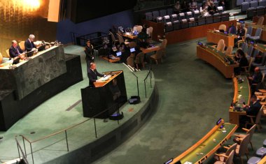 Monaco Prince Albert II Speaks at UNGA 79. September 24, 2024, New York, USA: Monaco Prince, His Excellency, Albert II speaks during the United Nations General Assembly 79th session in New York. clipart