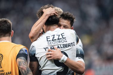 Sao Paulo (SP), Brezilya 09 / 24 / 2024 - Angel Romero, Copa Sulamericana (Ronaldo Barreto / thews2) çeyrek finalinin ikinci ayağı için geçerli olan Corinthians ve Fortaleza arasındaki maçtaki golünü kutluyor)