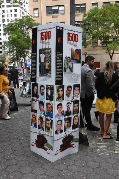 stock image The Free Iran Rally at the vicinity of the United Nations. September 24th, 2024, New York City, New York, U. S. A. The government of Iran has been known for its brutal actions against its people for decades. (victor m matos/thenews2)