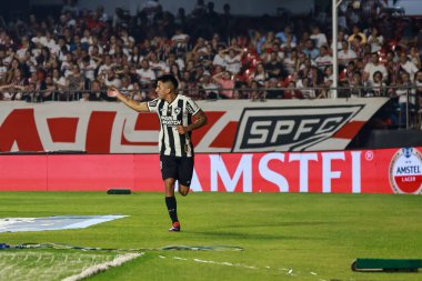 SAO PAULO (SP), Brezilya 09 / 25 / 2024 - Botafogo 'dan Thiago Almada gol atıyor ve Copa Libertadores' in çeyrek finalinin ikinci ayağı için geçerli olan Sao Paulo ve Botafogo arasındaki maçtaki golünü kutluyor (Leco Viana / Thenews2)