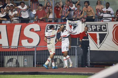 SAO PAULO (SP), Brezilya 09 / 25 / 2024 - Sao Paulo 'dan Calleri gol atıyor ve Copa Libertadores' in çeyrek finalinin ikinci ayağı için geçerli olan Sao Paulo ve Botafogo arasındaki maçtaki golünü kutluyor (Leco Viana / Thenews2)