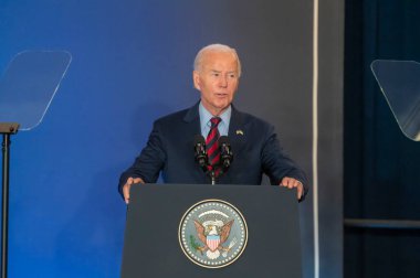 (NEW) President Biden Hosts World Leaders Launching A Joint Declaration Of Support For Ukrainian Recovery And Reconstruction. September 25, 2024, New York, USA: U.S. President Joe Biden speaks at an event with world leaders  (m10s/thenews2) clipart