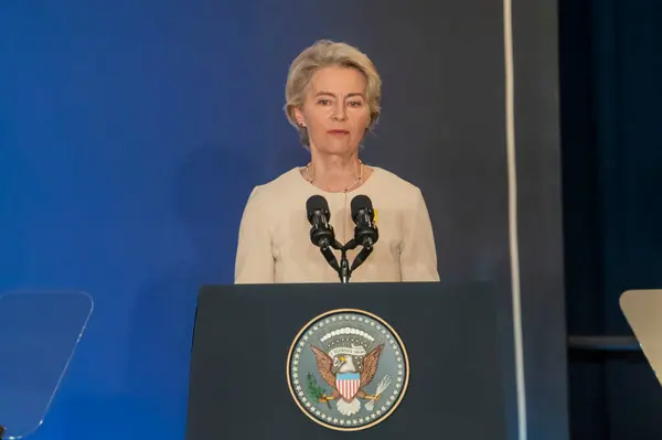 stock image (NEW) President Biden Hosts World Leaders Launching A Joint Declaration Of Support For Ukrainian Recovery And Reconstruction. September 25, 2024, New York, New York, USA: President of the European Commission Ursula von der Leyen (m10s/thenews2)