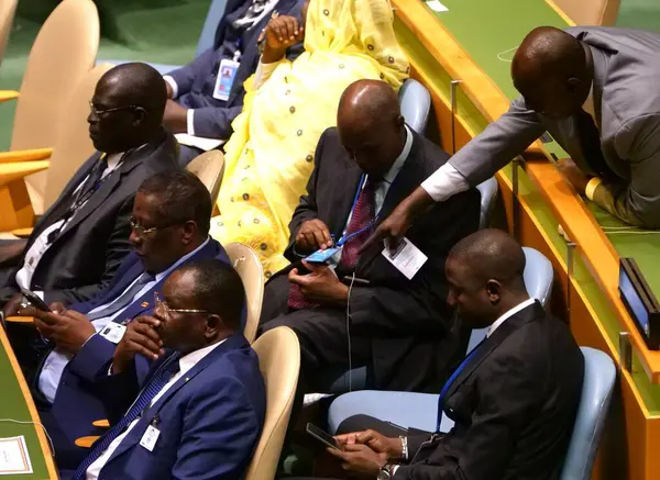 stock image Togolese President Essozimna Gnassingbe Speaks at UNGA 79 in New York. September 25, 2024, New York, USA: The President of Togo, His Excellency Essozimna Gnassingbe speaks during the United Nations General Assembly 79th session (niyi fote/thenews2)