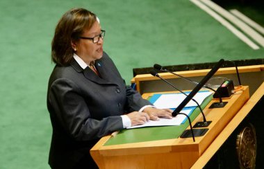 Palau Başkan Yardımcısı Uduch Sengebau, New York 'ta UNGA 79' da konuşma yaptı. 26 Eylül 2024, New York, ABD: Palau Başkan Yardımcısı, Ekselansları Uduch Sengebau New York UNGA79 'da (niyi fote / theenews2)