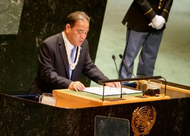 Mikronezya Başkanı Wesley Simina New York 'ta UNGA 79' da bir konuşma yaptı. 26 Eylül 2024, New York, ABD: Mikronezya Başkanı, Ekselansları Wesley Simina New York UNGA79 'da (niyi fote / thenews2)