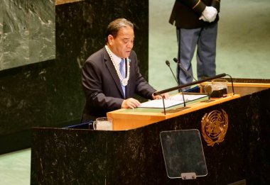 Mikronezya Başkanı Wesley Simina New York 'ta UNGA 79' da bir konuşma yaptı. 26 Eylül 2024, New York, ABD: Mikronezya Başkanı, Ekselansları Wesley Simina New York UNGA79 'da (niyi fote / thenews2)