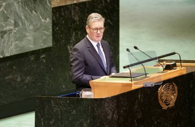 İngiltere Birleşik Krallığı ve Kuzey İrlanda Başbakanı Keir Starmer New York 'ta UNGA 79' da bir konuşma yaptı. 26 Eylül 2024, New York, ABD (niyi fote / thews2)