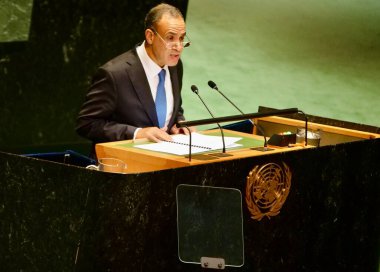 Mısır Dışişleri Bakanı Bedir Ahmed Muhammed Abdelatty New York 'taki UNGA 79' da bir konuşma yaptı. 28 Eylül 2024, New York, ABD (niyi fote / thews2)