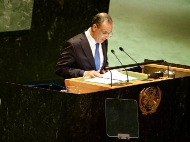 Mısır Dışişleri Bakanı Bedir Ahmed Muhammed Abdelatty New York 'taki UNGA 79' da bir konuşma yaptı. 28 Eylül 2024, New York, ABD (niyi fote / thews2)