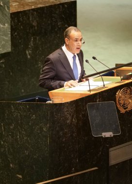 Mısır Dışişleri Bakanı Bedir Ahmed Muhammed Abdelatty New York 'taki UNGA 79' da bir konuşma yaptı. 28 Eylül 2024, New York, ABD (niyi fote / thews2)