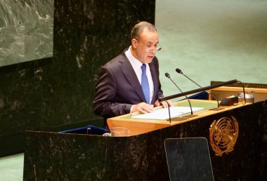 Mısır Dışişleri Bakanı Bedir Ahmed Muhammed Abdelatty New York 'taki UNGA 79' da bir konuşma yaptı. 28 Eylül 2024, New York, ABD (niyi fote / thews2)