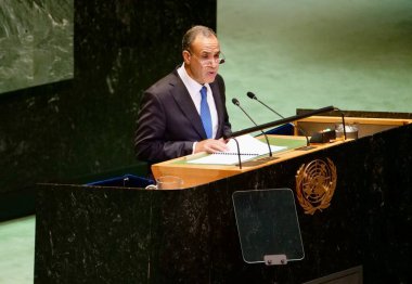 Mısır Dışişleri Bakanı Bedir Ahmed Muhammed Abdelatty New York 'taki UNGA 79' da bir konuşma yaptı. 28 Eylül 2024, New York, ABD (niyi fote / thews2)