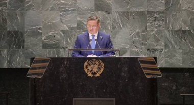 Kazakistan Başbakan Yardımcısı Murat Nurtleu New York 'taki UNGA 79' da bir konuşma yaptı. 28 Eylül 2024, New York, ABD (niyi fote / thews2)