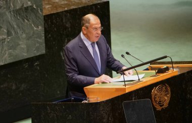 UNGA79 yılındaki Rusya Federasyonu Dışişleri Bakanı Bay Sergey V. Lavrov ile basın toplantısı. 28 Eylül 2024, New York, ABD (niyi fote / thews2)