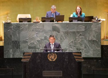 Deputy Prime Minister of Cambodia, Chenda Sophea Sok speaks at UNGA 79 in New York. September 28, 2024, New York, USA (niyi fote/thenews2) clipart