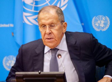 UNGA79 yılındaki Rusya Federasyonu Dışişleri Bakanı Bay Sergey V. Lavrov ile basın toplantısı. 28 Eylül 2024, New York, ABD (niyi fote / thews2)